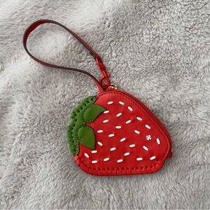 Tory Burch Strawberry Coin Case Key Fob Bag Charm Red
